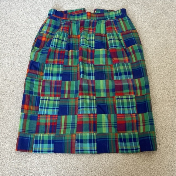 david brooks Dresses & Skirts - Vintage 90s Blue And Green Patchwork Plaid Skirt, Size 8, David Brooks, Cute 00s